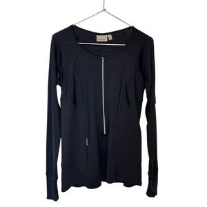 Athleta Black 1/2 Zip Front Long Sleeve Performance Top Size Small